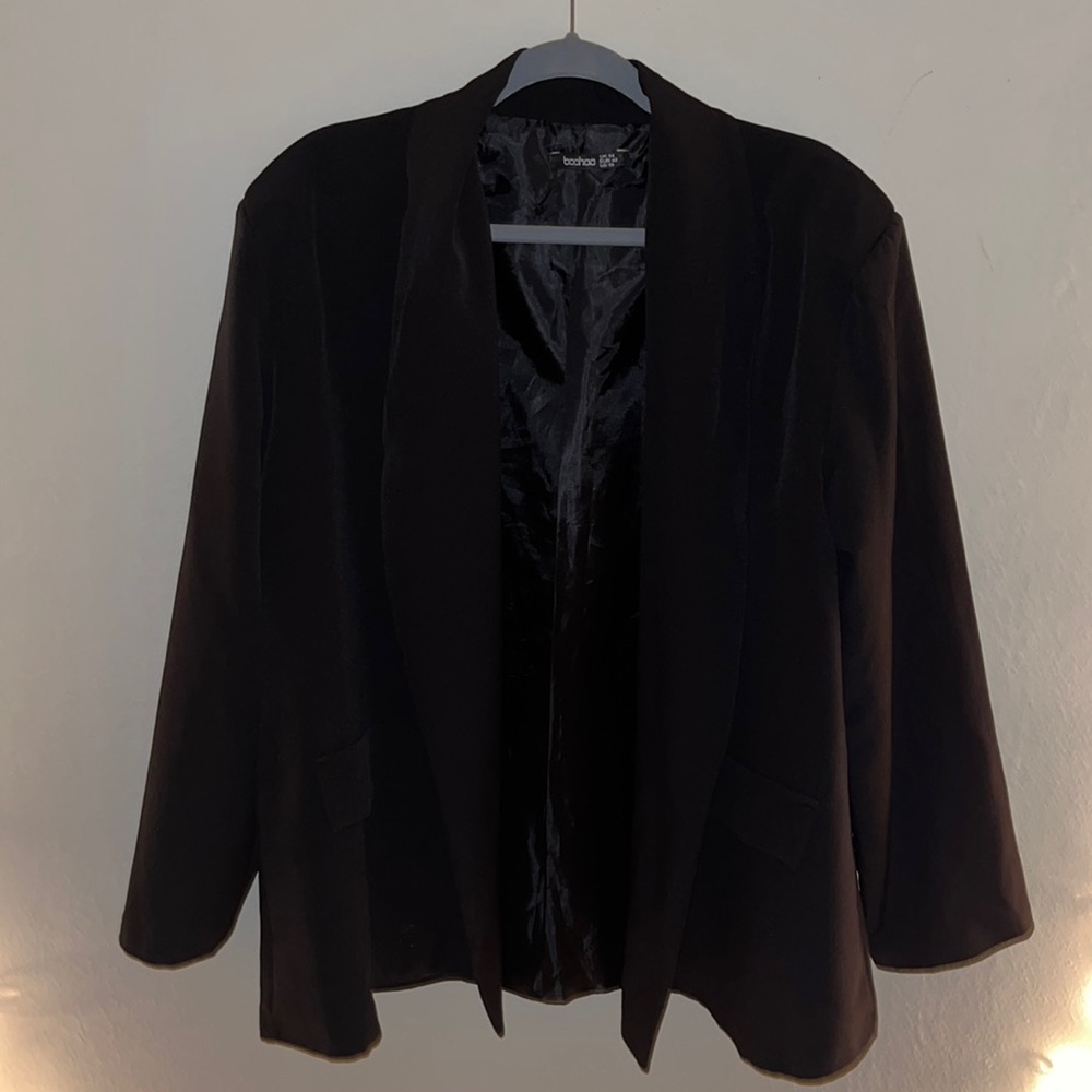 Boohoo Oversized Blazer, Black, size 10